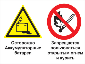 Кз 33 осторожно - аккумуляторные батареи. запрещается пользоваться открытым огнем и курить. (пластик, 600х400 мм) - Знаки безопасности - Комбинированные знаки безопасности - Магазин охраны труда ИЗО Стиль