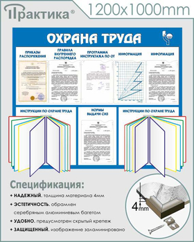 С96 Стенд охрана труда (с двумя перекидными системами) (1250х1000 мм, пластик ПВХ 3 мм, алюминиевый багет серебряного цвета) - Стенды - Стенды по охране труда - Магазин охраны труда ИЗО Стиль